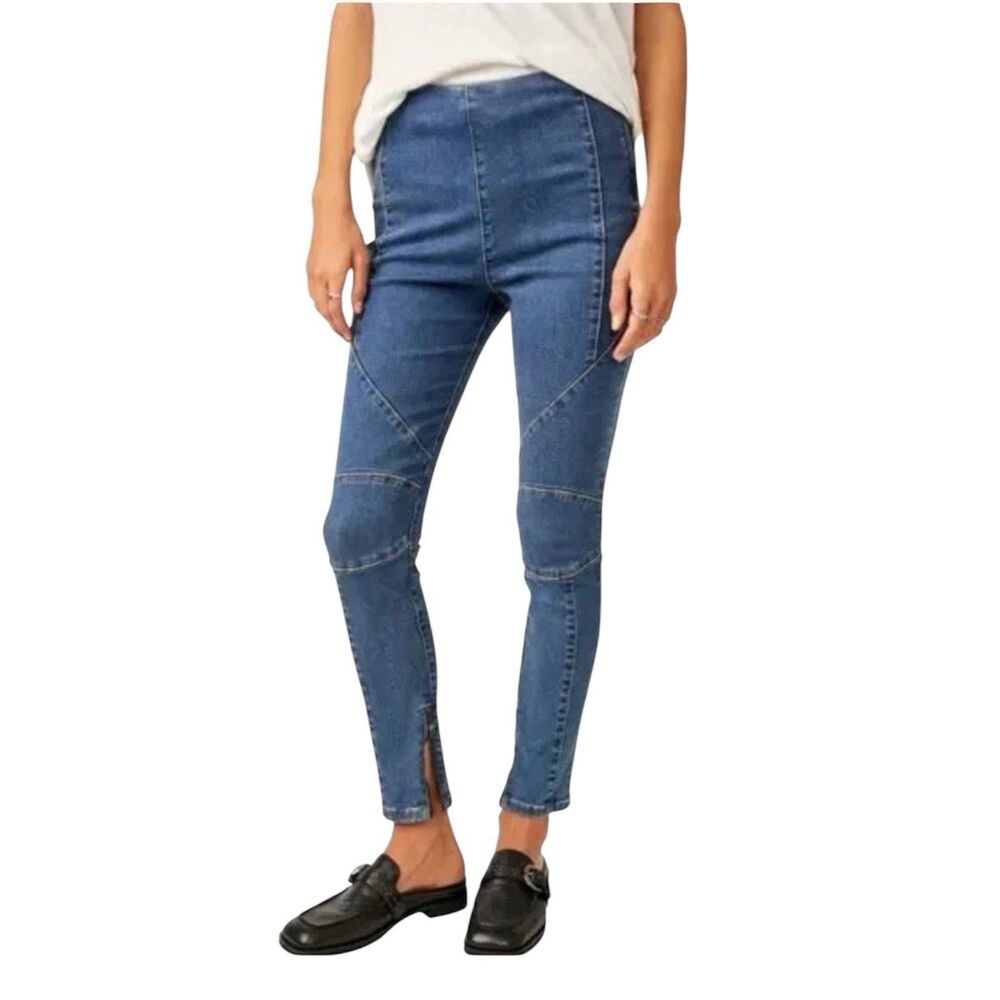 Free People Bella Moto Skinny Jeans size 26 NWT Blue We the free,